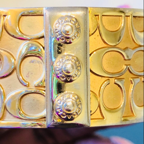 Coach Gold Tone Monogram Bangle Bracelet - Picture 1 of 5